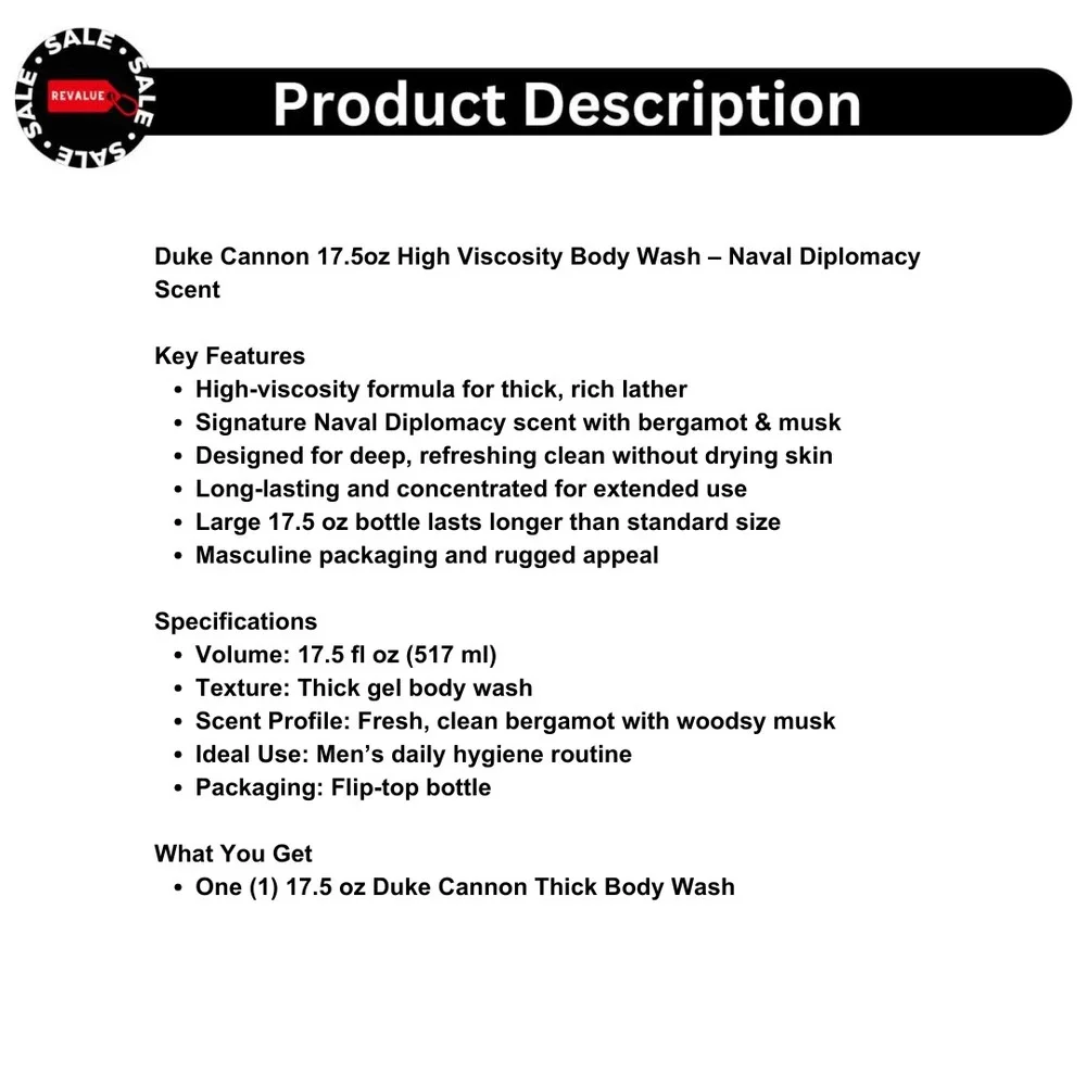 Duke‎ Cannon 17.5oz High Viscosity Body Wash – Naval Diplomacy Scent